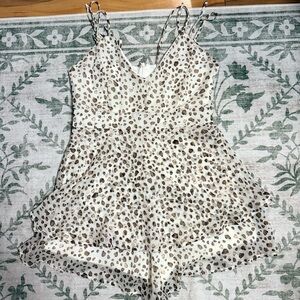 Altar'd State White and Brown Animal Print Romper